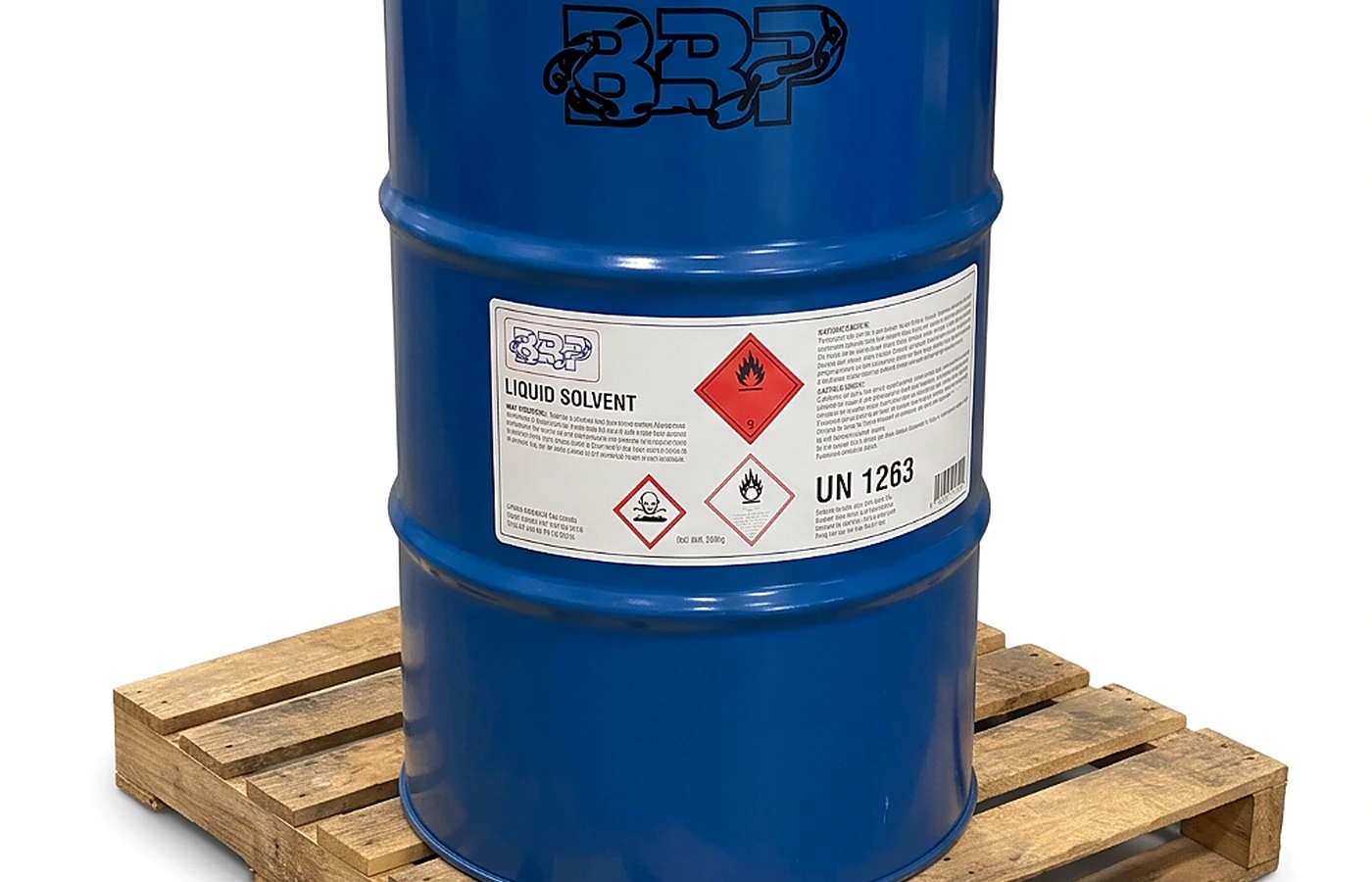 BR Petrochem industrial solvent drum on pallet for bulk chemical supply
